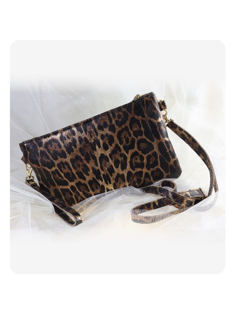 Pochette in pelle leopardata